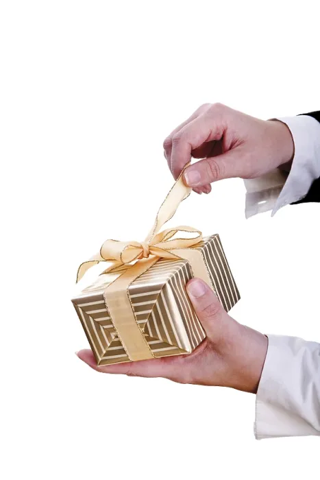Framed Print : Hands Opening a Present Print Framed Print : Hands Opening a Present Print