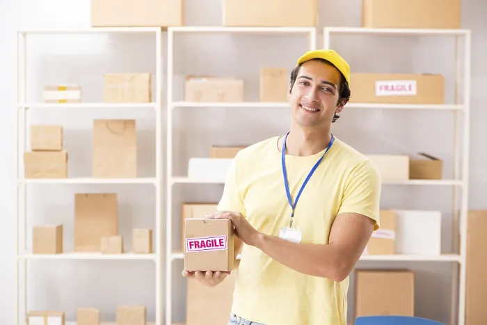 Framed Print : Handsome Contractor Box Delivery Print
