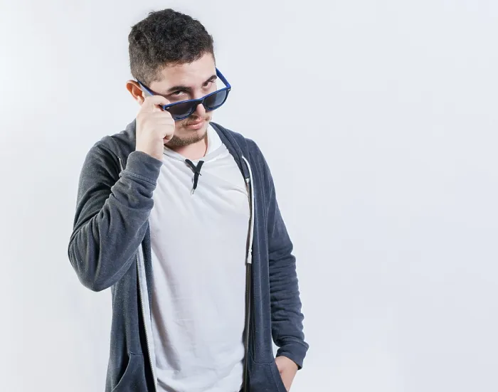 Framed Print : Handsome Guy Lowering Glasses Print Framed Print : Handsome Guy Lowering Glasses Print