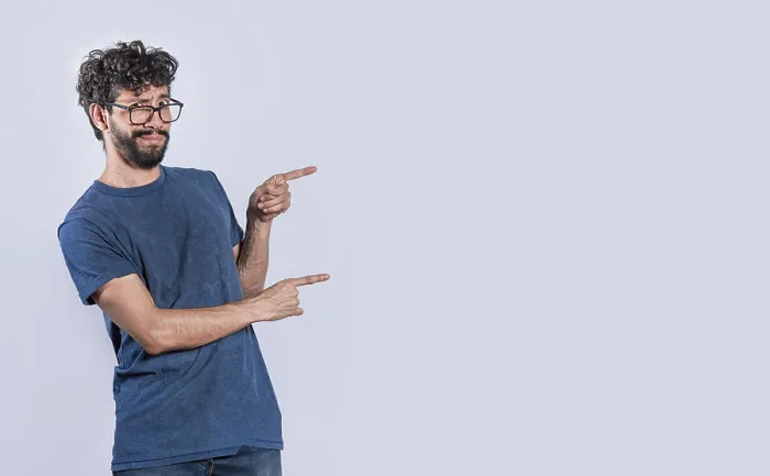 Framed Print : Handsome Man Pointing to the Side Print Framed Print : Handsome Man Pointing to the Side Print