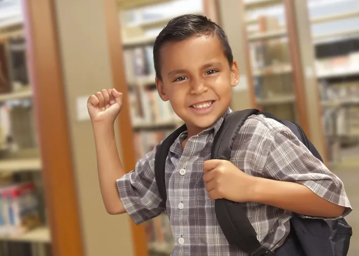 Framed Print : Happy Hispanic Student Boy with Backpack Print Framed Print : Happy Hispanic Student Boy with Backpack Print