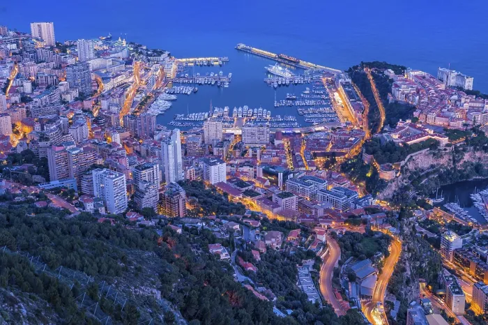 Framed Print : The harbour at dusk, Monaco Print Framed Print : The harbour at dusk, Monaco Print