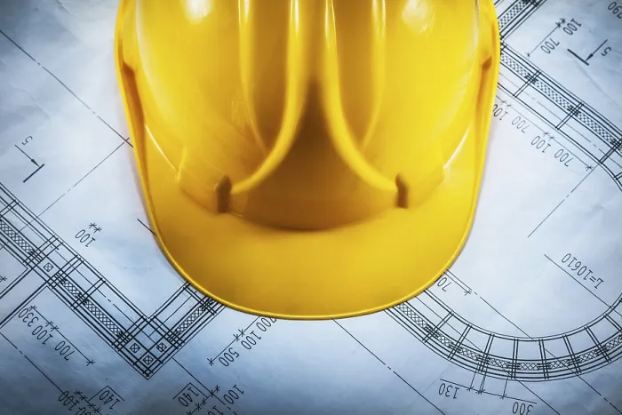 Framed Print : Hard Hat on Construction Drawing Top View Print Framed Print : Hard Hat on Construction Drawing Top View Print
