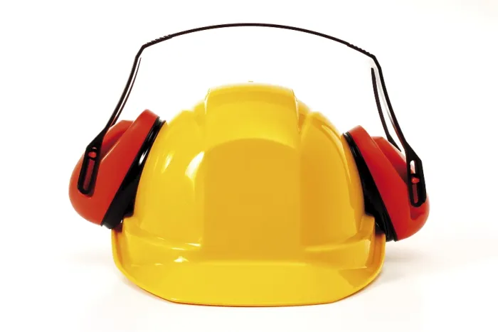 Framed Print : Hardhat with Ear Protection Print