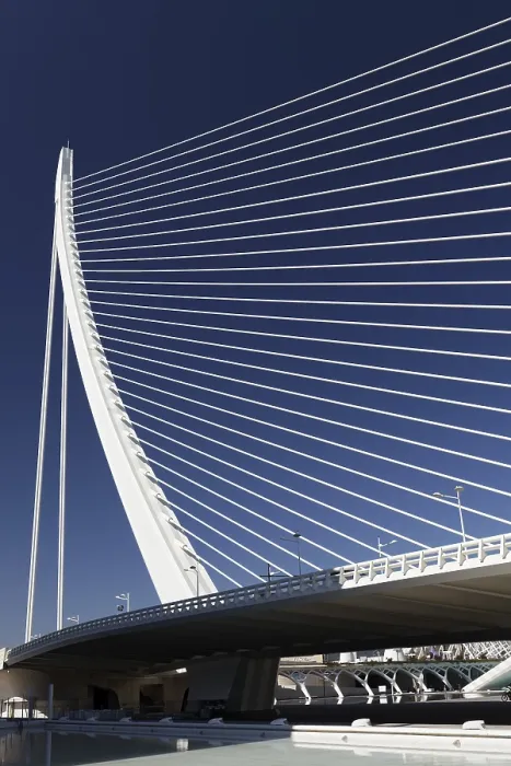 Framed Print : Harp-Shaped Cable-Stayed Bridge Print, Valencia Spain Framed Print : Harp-Shaped Cable-Stayed Bridge Print, Valencia Spain