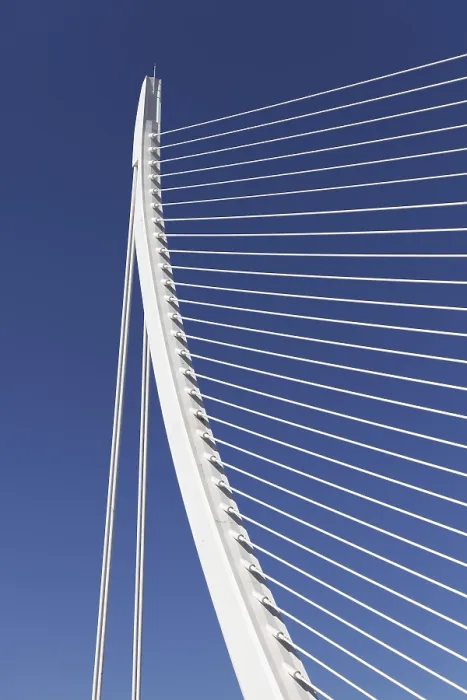 Framed Print : Harp-Shaped Cable-Stayed Bridge Print, Valencia, Spain Framed Print : Harp-Shaped Cable-Stayed Bridge Print, Valencia, Spain