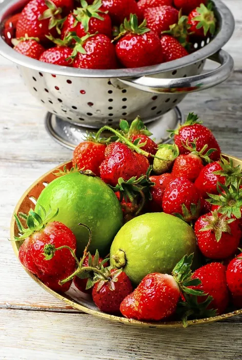 Framed Print : Rustic Strawberry and Lime Fruit Print Framed Print : Rustic Strawberry and Lime Fruit Print