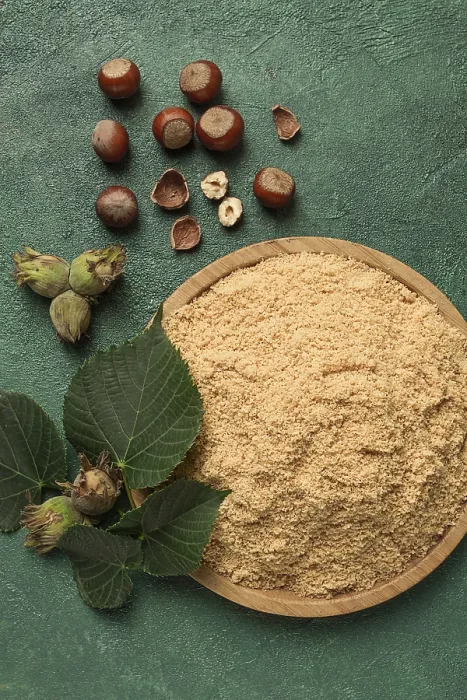 Framed Print : Hazelnut Flour Print, Top View Framed Print : Hazelnut Flour Print, Top View