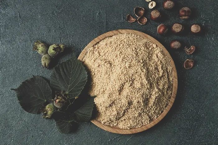 Framed Print : Hazelnut Flour Print, Top View Framed Print : Hazelnut Flour Print, Top View