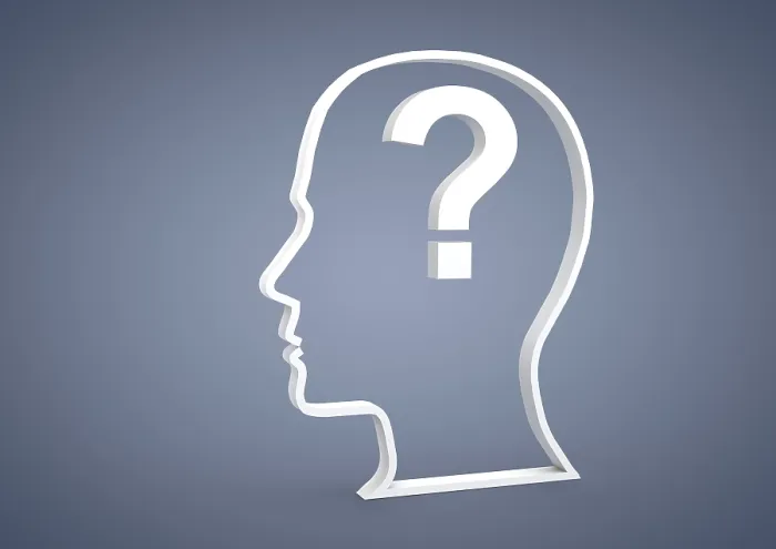 Framed Print : 3D Print of Head with Question Mark Symbol Framed Print : 3D Print of Head with Question Mark Symbol