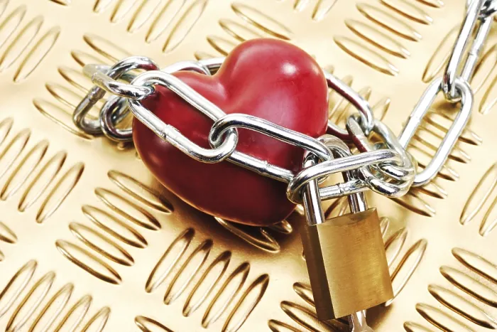 Framed Print : Heart in Chains and Padlock Print Framed Print : Heart in Chains and Padlock Print