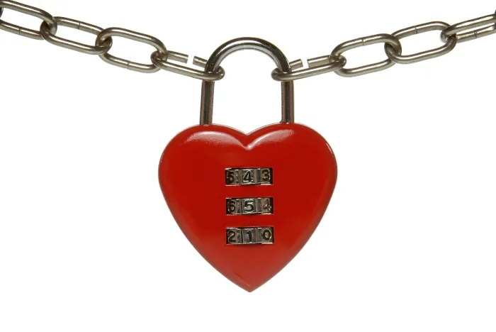 Framed Print : Heart Lock Print with Symbolic Code for Finding a Partner