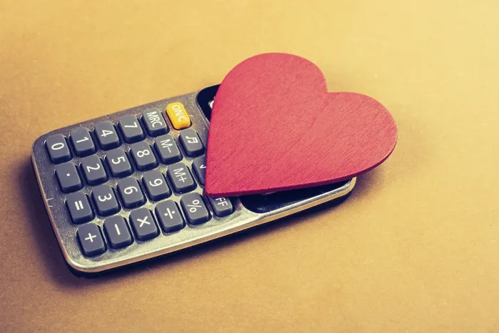 Framed Print : Heart Shape and Calculator Print with Keyboard Display Framed Print : Heart Shape and Calculator Print with Keyboard Display