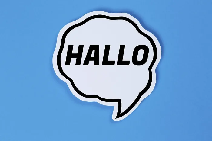 Framed Print : Hello in Speech Bubble Print Stuttgart Germany