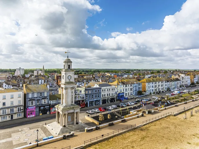 Framed Print : Herne Bay Clock Tower Print from a Drone, Kent, England Framed Print : Herne Bay Clock Tower Print from a Drone, Kent, England