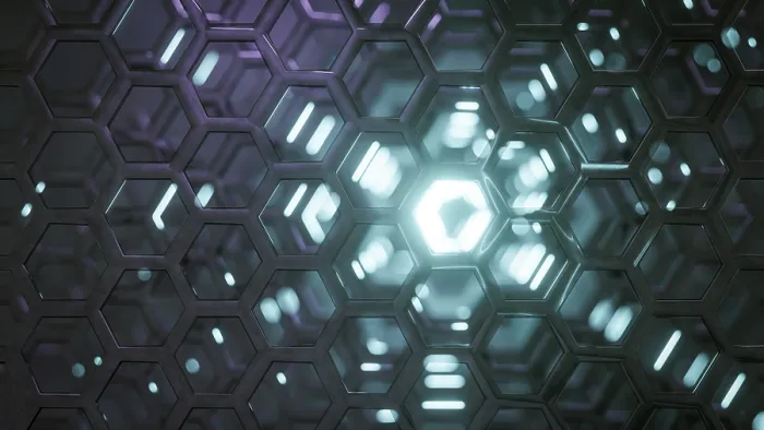Framed Print : Hexagonal Science Fiction Light Reflections Print