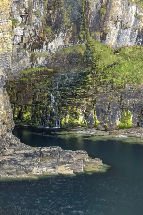 Framed Print : Hidden Waterfall at Elephant Cliffs, Scotland Print Framed Print : Hidden Waterfall at Elephant Cliffs, Scotland Print