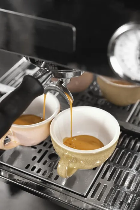 Framed Print : High Angle Coffee Making Print with Machine Framed Print : High Angle Coffee Making Print with Machine