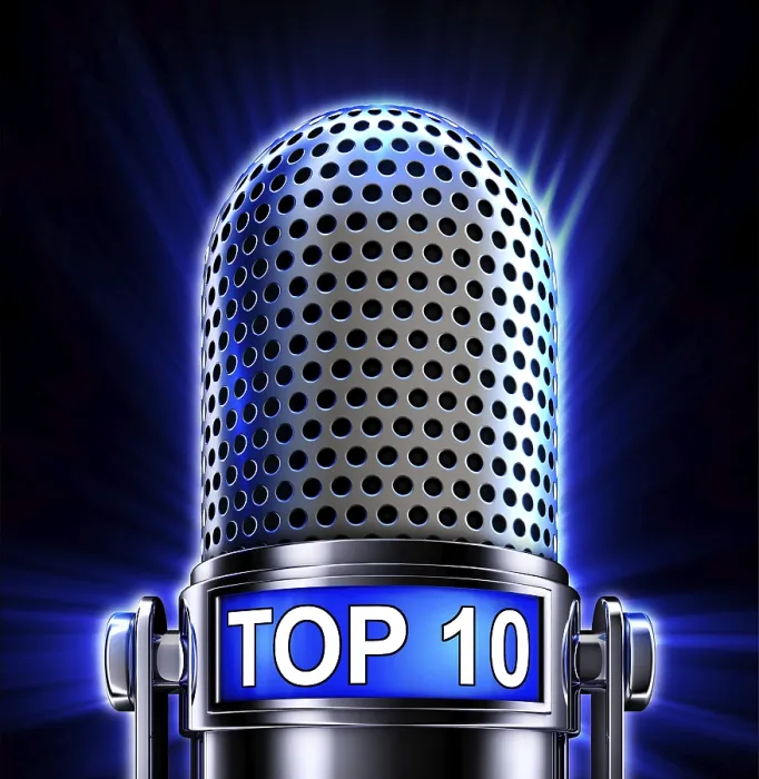 Framed Print : High Resolution 3D Rendering of a Microphone Print with Top 10 Icon