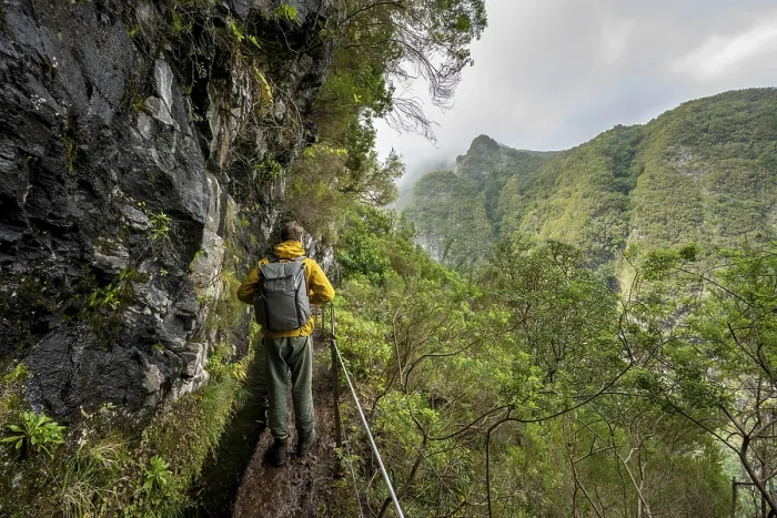 Framed Print : Hikers on a Levada Path, Madeira Print Framed Print : Hikers on a Levada Path, Madeira Print