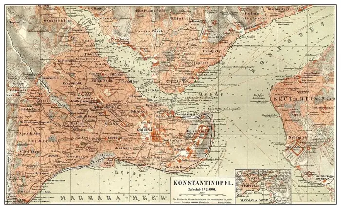 Framed Print : Historic Map of Constantinople Print, 19th Century Framed Print : Historic Map of Constantinople Print, 19th Century