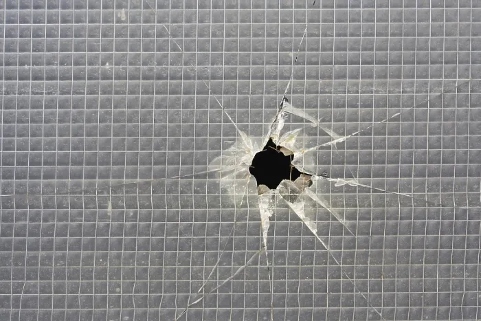 Framed Print : Destroyed Window Print with Hole