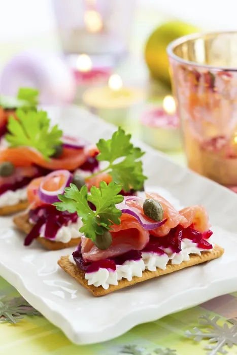 Framed Print : Holiday Appetizer Print with Salmon and Beetroot Framed Print : Holiday Appetizer Print with Salmon and Beetroot