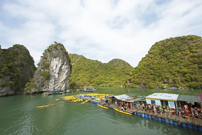 Framed Print : Holidaymakers queue for kayaks in Lan Ha Bay, Vietnam Print Framed Print : Holidaymakers queue for kayaks in Lan Ha Bay, Vietnam Print