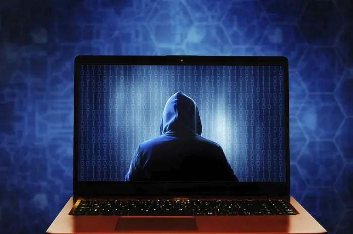 Framed Print : Digital Hacker Figure Print - Binary Code Laptop Scene Framed Print : Digital Hacker Figure Print - Binary Code Laptop Scene
