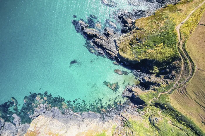 Framed Print : Top Down Print of Housel Bay Cliffs, Lizard, Cornwall Framed Print : Top Down Print of Housel Bay Cliffs, Lizard, Cornwall