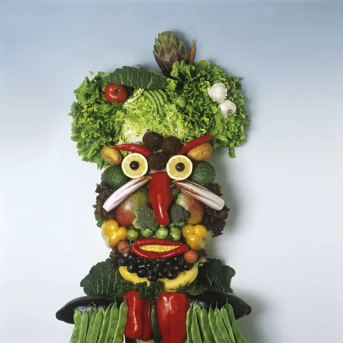 Framed Print : Fruit and Vegetable Face Print Framed Print : Fruit and Vegetable Face Print