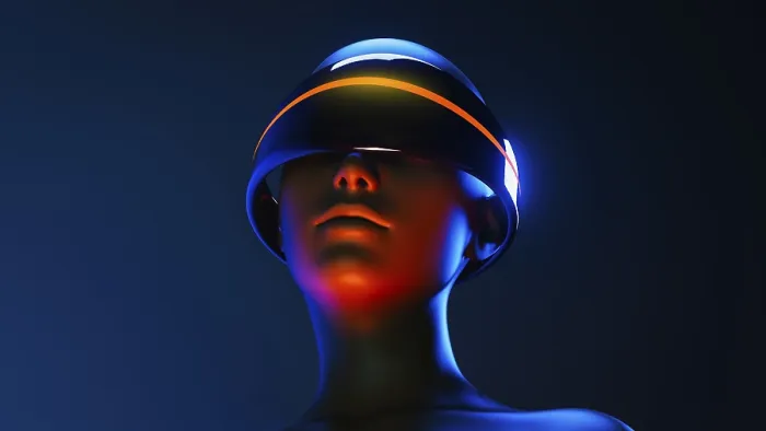 Framed Print : Augmented Reality Print: Humanoid in Virtual World Framed Print : Augmented Reality Print: Humanoid in Virtual World