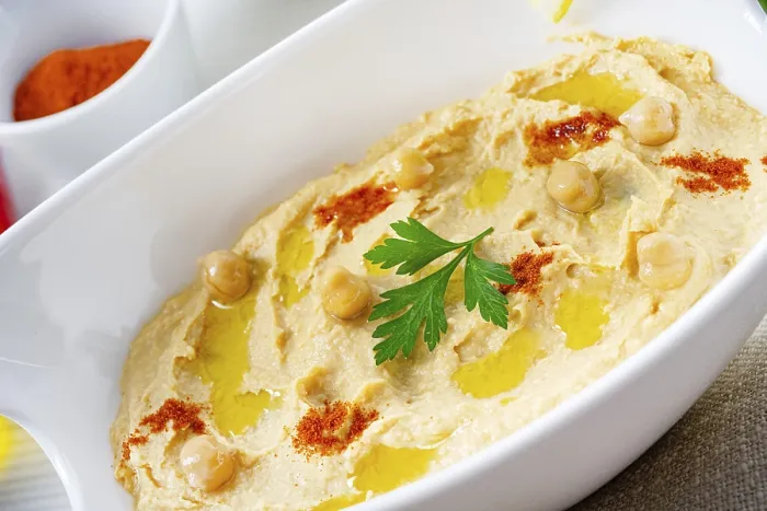 Framed Print : Hummus Print with Lemon and Chilli on White Background Framed Print : Hummus Print with Lemon and Chilli on White Background