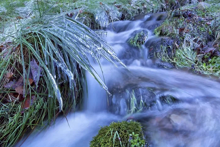 Framed Print : Winter Icicles Print Along Mountain River Framed Print : Winter Icicles Print Along Mountain River