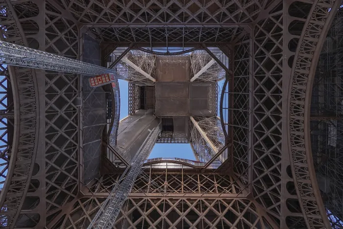 Framed Print : The Eiffel Tower Print - View from Below, Paris