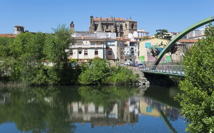 Framed Print : An Idyllic River with a Bridge Print, Plasencia, Spain