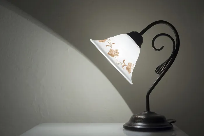 Framed Print : Illuminated Lamp on a Table Print Framed Print : Illuminated Lamp on a Table Print