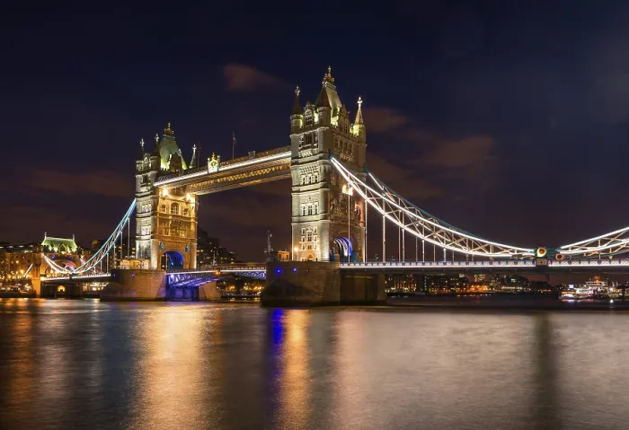 Framed Print : Illuminated Tower Bridge at Night Print, London, England Framed Print : Illuminated Tower Bridge at Night Print, London, England