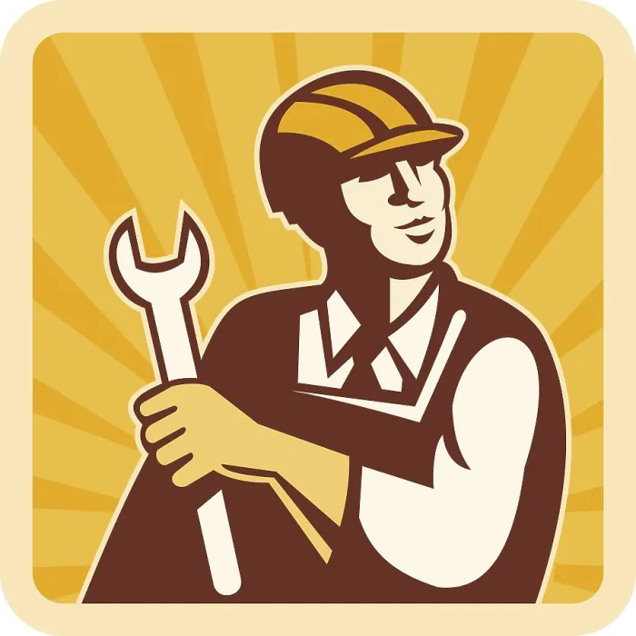 Framed Print : Construction Worker with Sunburst Print Framed Print : Construction Worker with Sunburst Print