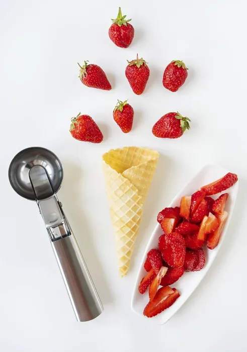 Framed Print : Fresh Strawberries and Ice Cream Print Framed Print : Fresh Strawberries and Ice Cream Print