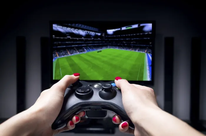 Framed Print : Joystick on TV Screen Print - ESports Concept Framed Print : Joystick on TV Screen Print - ESports Concept
