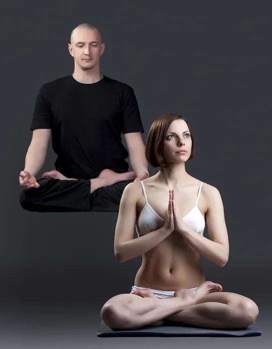 Framed Print : Man Levitates During Yoga in Studio Print