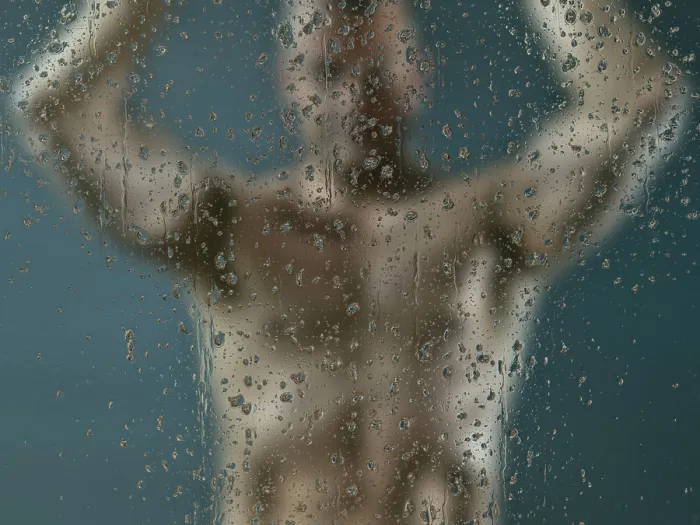 Framed Print : Man in Shower Print Framed Print : Man in Shower Print