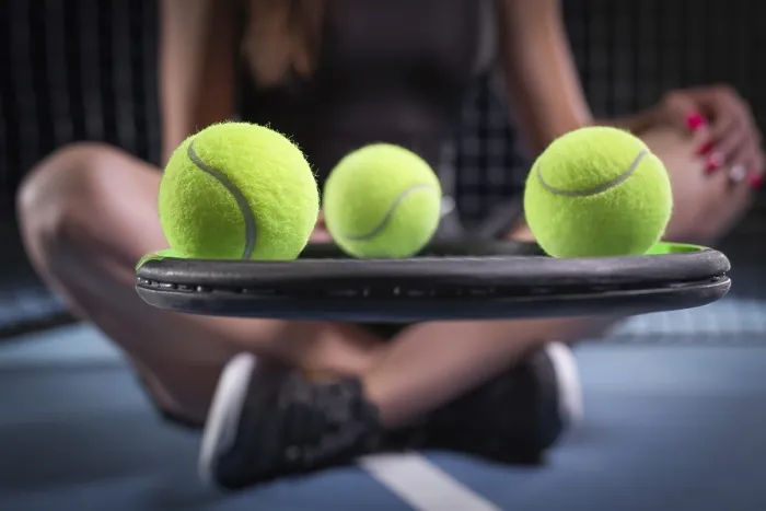 Framed Print : Tennis Balls on Racket Print Framed Print : Tennis Balls on Racket Print