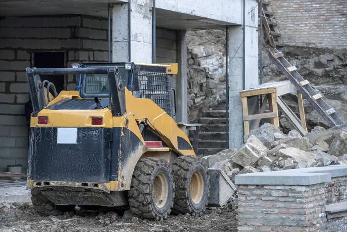 Framed Print : Skid Loader on Building Construction Print