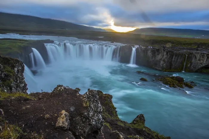 Framed Print : The impressive Godafoss waterfall from below. Iceland Print Framed Print : The impressive Godafoss waterfall from below. Iceland Print