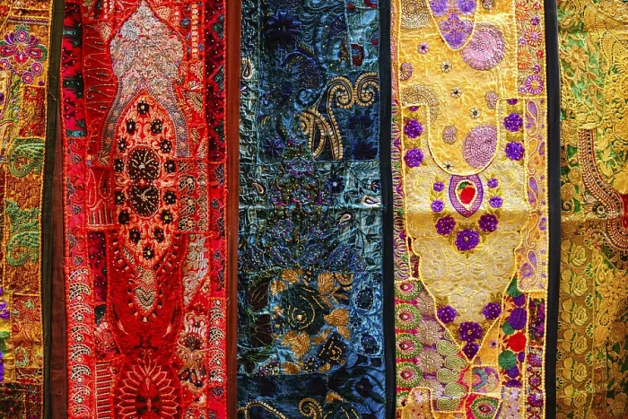 Framed Print : Close-up Indian Patchwork Print - Jasialmer, Rajasthan Framed Print : Close-up Indian Patchwork Print - Jasialmer, Rajasthan