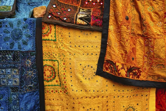 Framed Print : Close-up Indian Patchwork Print with Traditional Patterns Framed Print : Close-up Indian Patchwork Print with Traditional Patterns