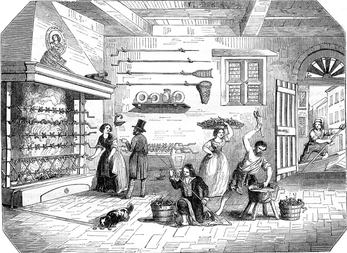 Framed Print : Inside a Factory Marinated Eels Print, Comacchio 1844 Framed Print : Inside a Factory Marinated Eels Print, Comacchio 1844