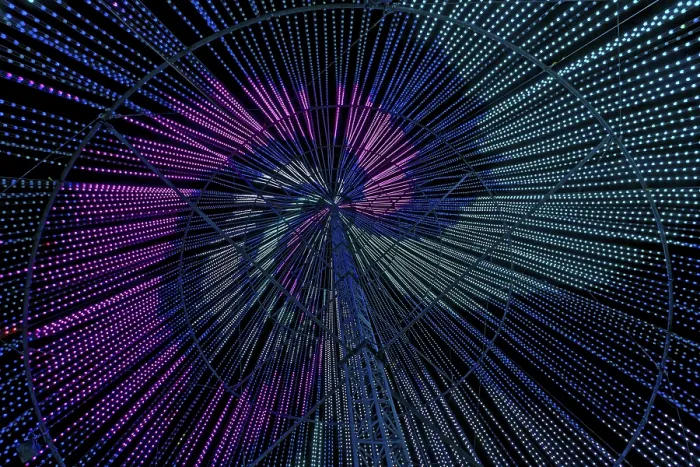 Framed Print : Inside the illumi tree, light show Print
